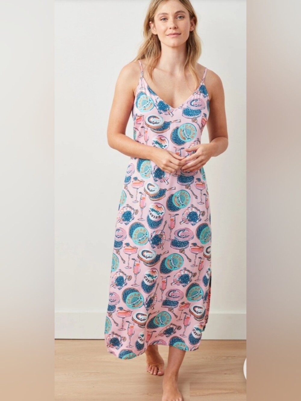 NWT Printfresh Chic To Sleep, Champagne and Caviar, in Blush, Size Small